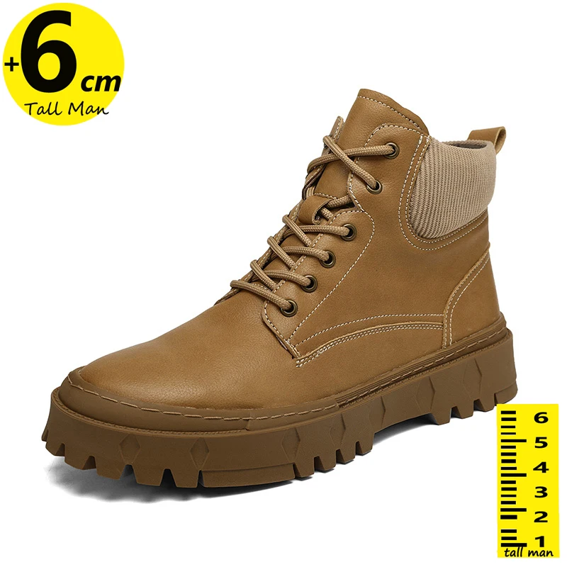 

Men Ankel Boots Height Increase Insole 6cm Man Elevator Shoes Outdoor Plus Size 38-48