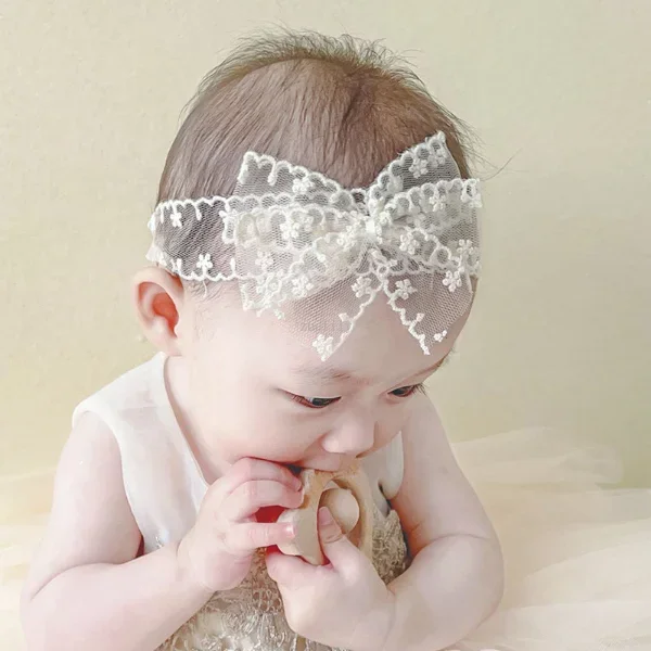 White Lace Bow Hair Bands Cute Elastic Headband Girl Korean