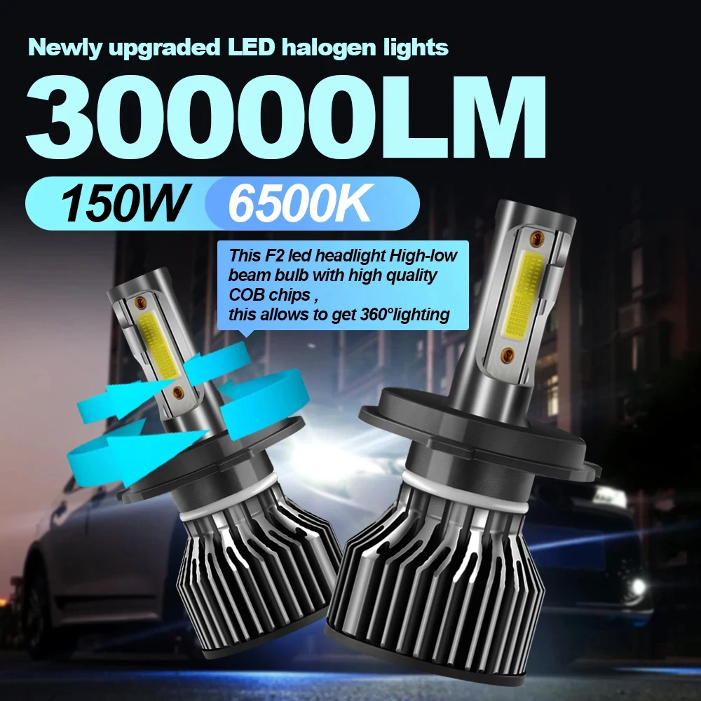 Ampoules De Phare, 2x H1 6000K Super Bright 100W LED Ampoules Antibrouillard De Voiture Conduite De Voiture Feux De Jour Blanc - Auto