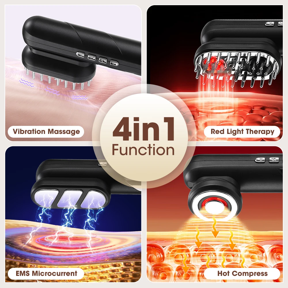 Facial Neck Massager Handheld Electric Scalp Massage Comb Red Light Hair Care Comb Facial Skin Beauty Tools for Face Body
