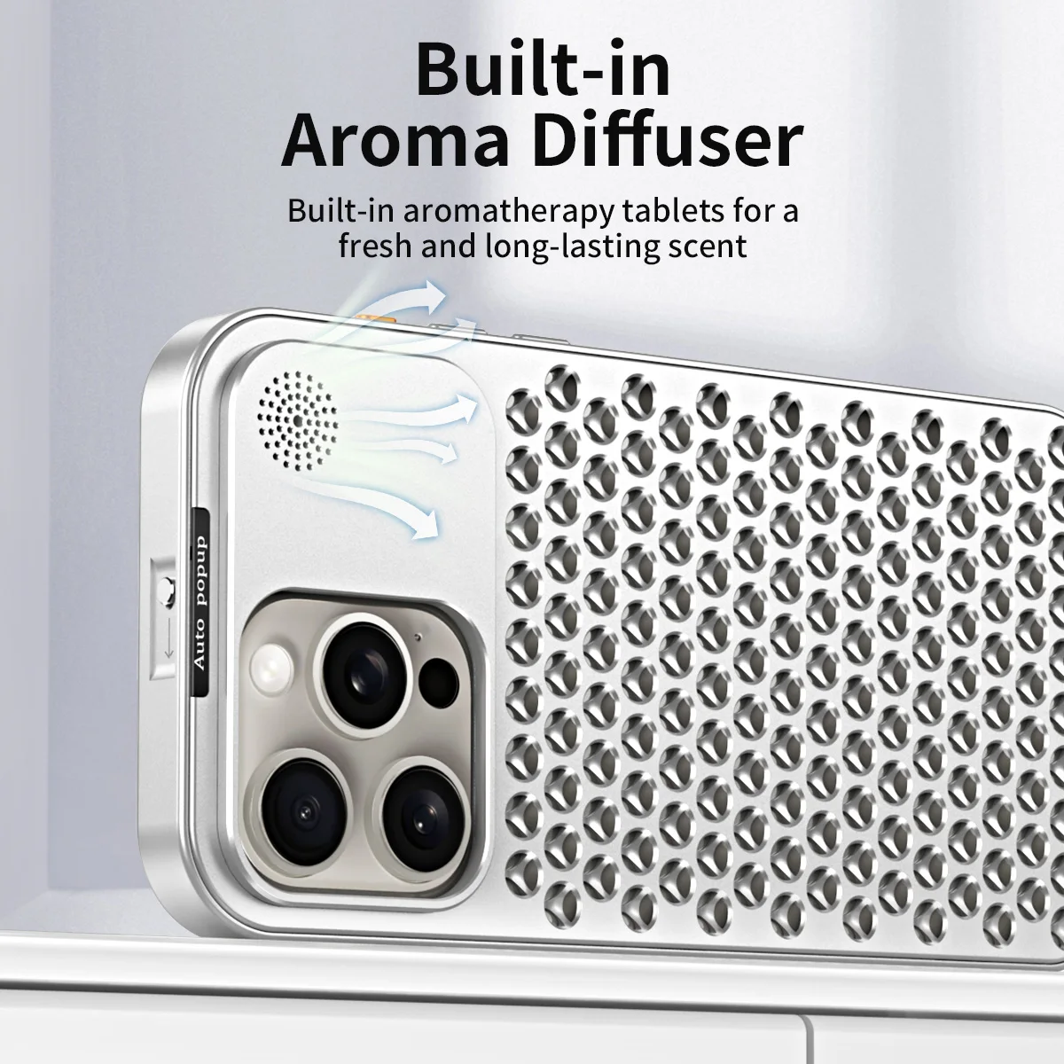 Heat Sink Aluminum Alloy Metal Case For iPhone 15 Pro Max 14 Plus 13 12 Strong Heat Dissipation With Aroma Diffuser Metal Push