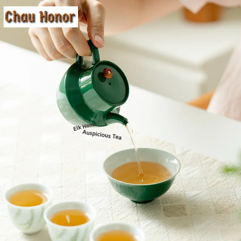 Emerald Green Ceramic Tea Set Complete Set Luxury Tea Ceremony Set Tea Soaking Teapot And Tea Cup Set Drinkware Decoration Gift