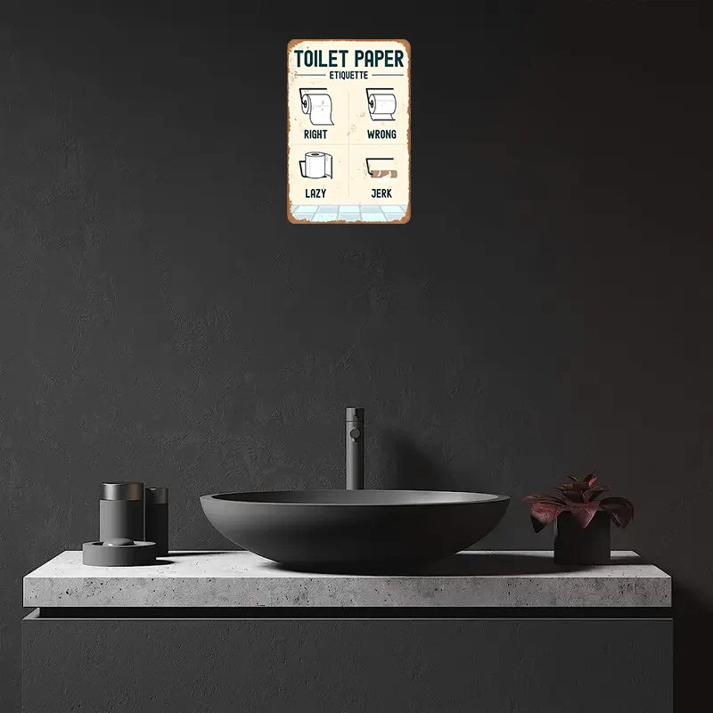 Targa In Metallo Vintage Per Bagno E WC - Cartello Divertente 20x30 Cm, Decorazione Parete Stile Retrò