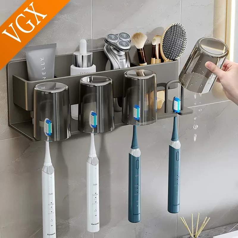 VGX Wall-mounted Toothbrush Holder Shelf Electric Toothbrush Rack Set ...