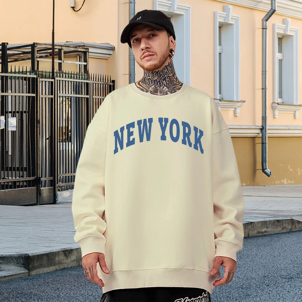 New York City Print Men Sweatshirt American Vintage Clothing