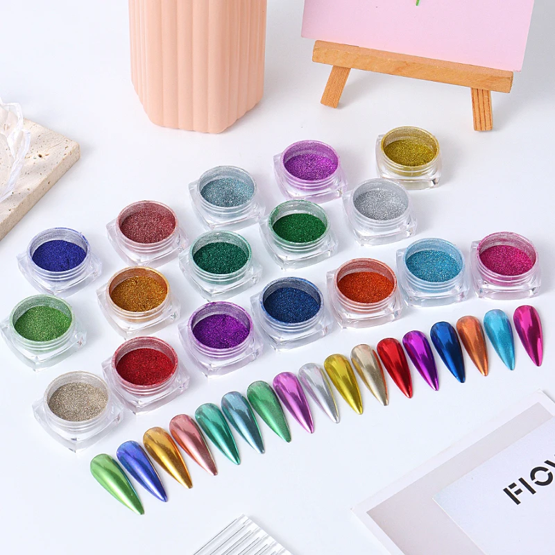 Nail Powder 17 Colors Metallic Chrome Nail Powder Set Y2K Christmas Styles nail powder nail glitter nail decoration nail decorations nail flakes