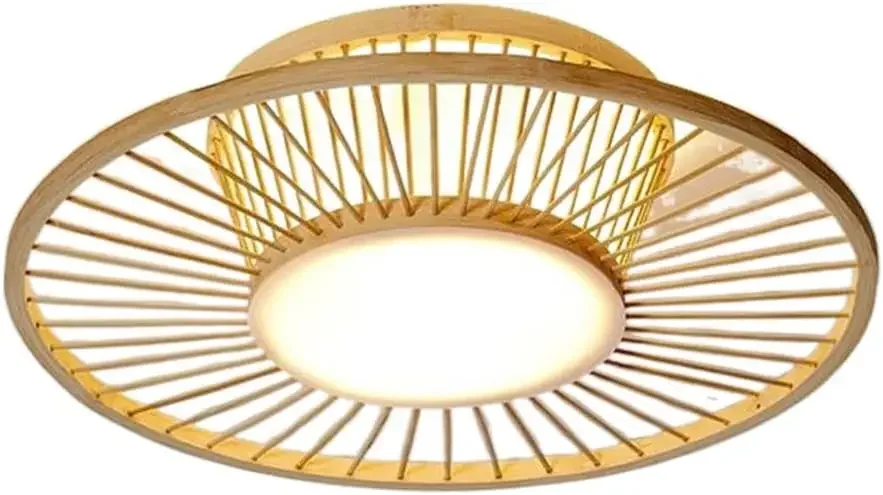 

Bamboo Wood Modern LED Ceiling Light Flush Mount Ceiling Lights Decoration Ceiling Lighting Fixtures with Woven Bamboo Shade