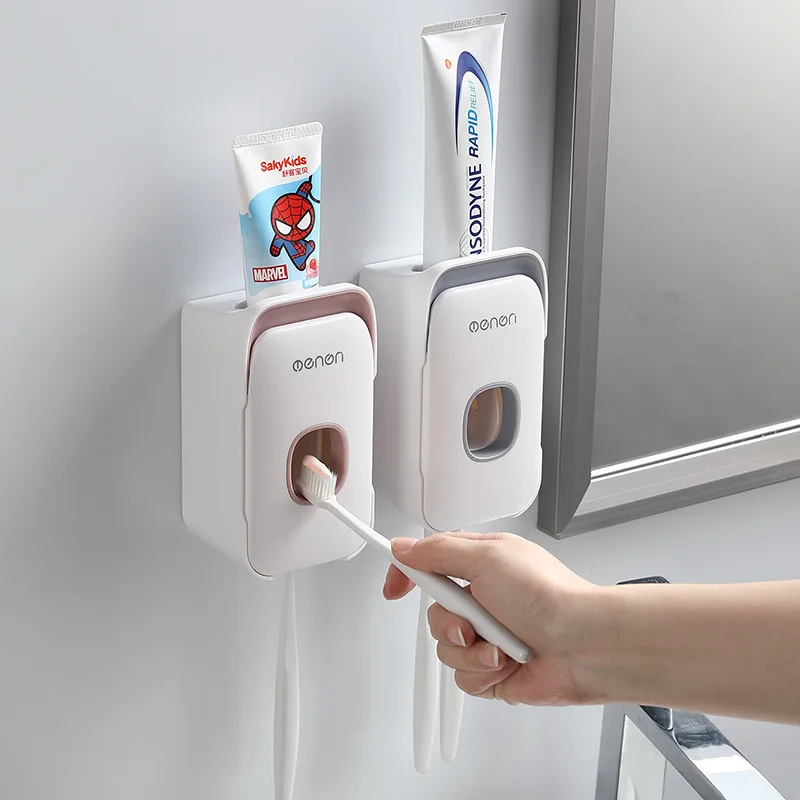 

Plastic Wall Mounted Toothbrush Holder AutomaticToothpaste Dispenser Storage for Bathroom Accessories Squeezer Dropshipping