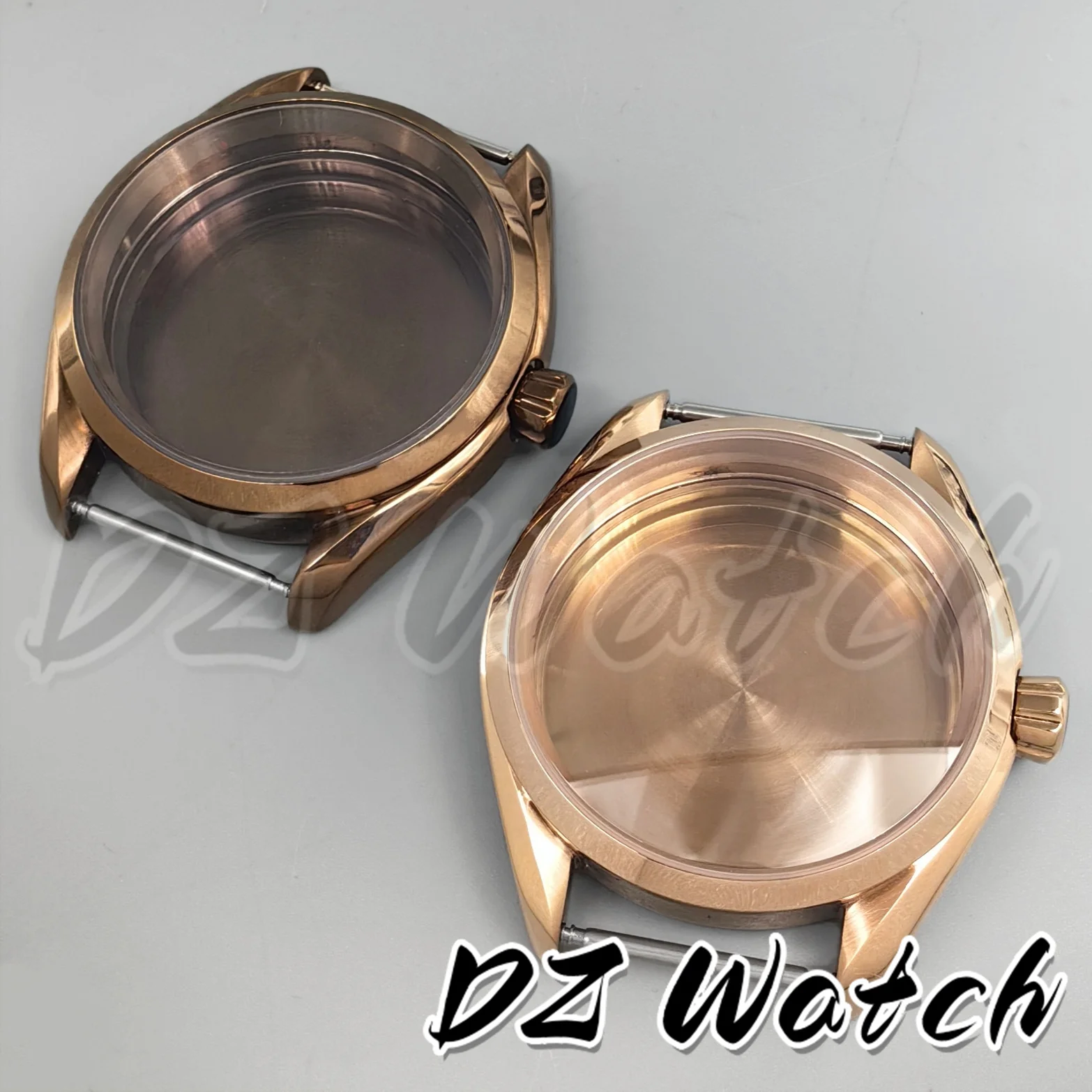 Elegant 40MM PVD Bronze/Rose Gold Sapphire Crystal Watch Case with 33.5mm Watch Dial and Accessories