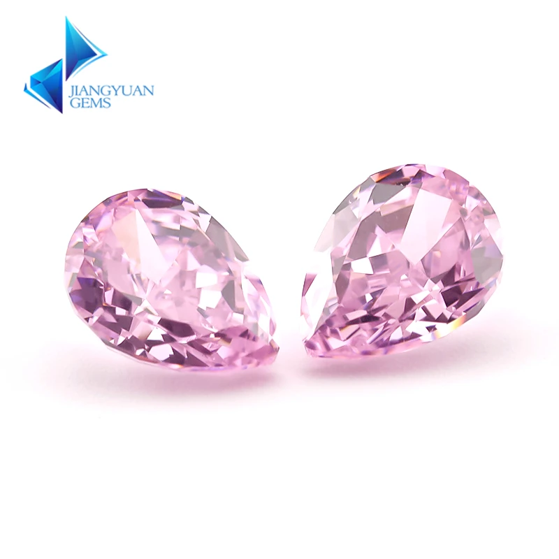 04 # Rosenroter Birnenförmiger Crushed-Ice-Schnitt Kubischer Zirkonia 6x8mm 5A Loser CZ Synthetischer Edelstein für Schmuckherstellung