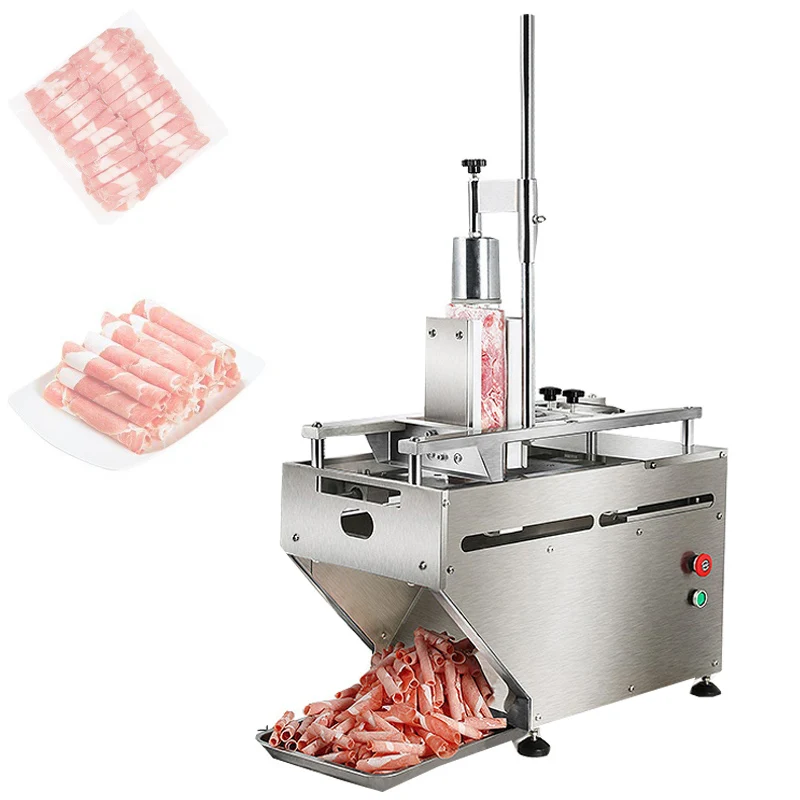 

110V 220V Desktop Single Double Roll Meat Roll Forming Machine Stainless Steel Thickness Adjustable Frozen Meat Slicer