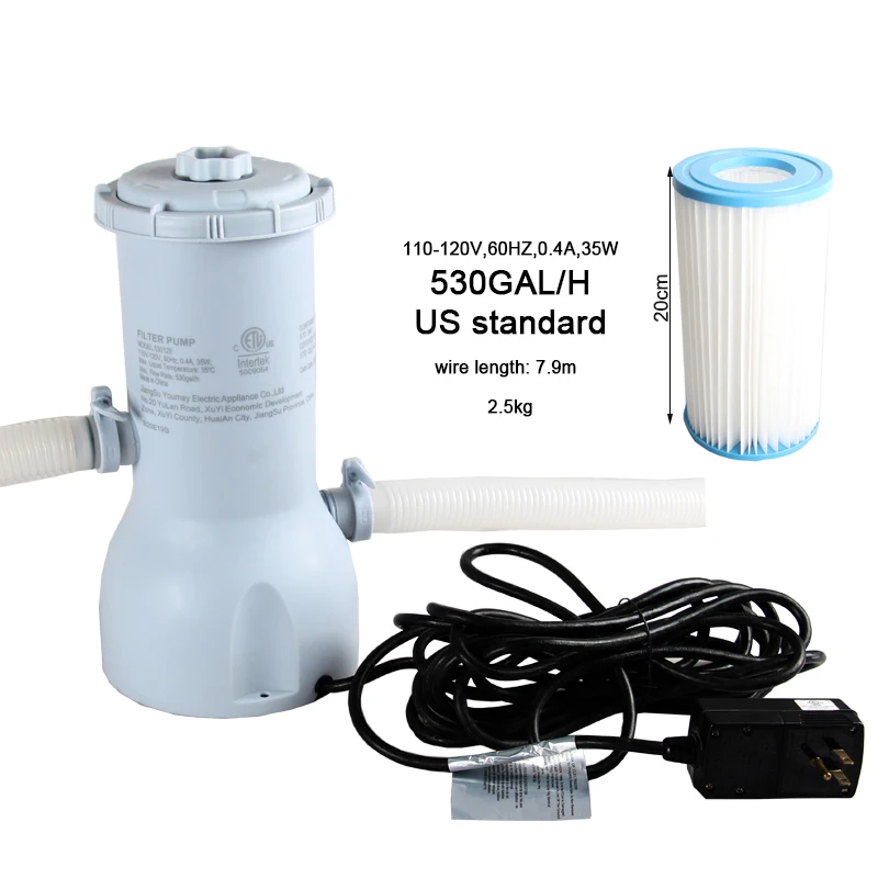

water filter pump 110V 530gal GFCI plug US standard above ground pool summer family swimming pool cleaning accessory circulation