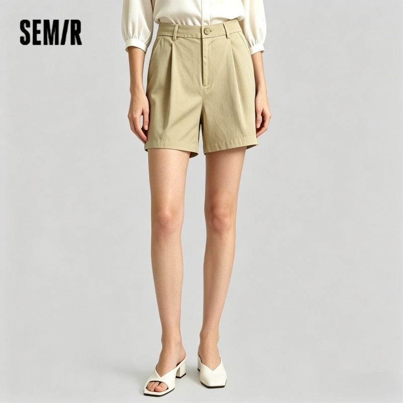 Semir Womens Shorts 2026 Pleated Semi Elastic Waist Loose Slim Fit Versatile Casual Fashion