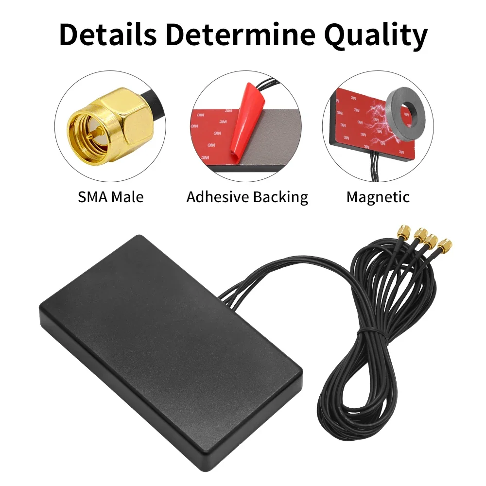고이득 5G 4G WWAN LTE 모듈 모뎀 안테나, SMA 수 커넥터 4 개 포함, 600-6000Mhz, 1.5M RG174 익스텐션 케이블, 마그네틱 빨판