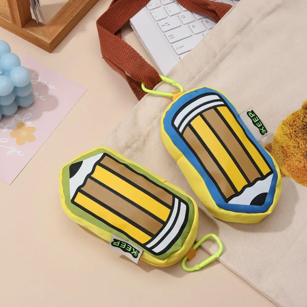 

Pen Shape Headphone Bag Zipper Dacron Yellow Washing Pouch Pen Cases