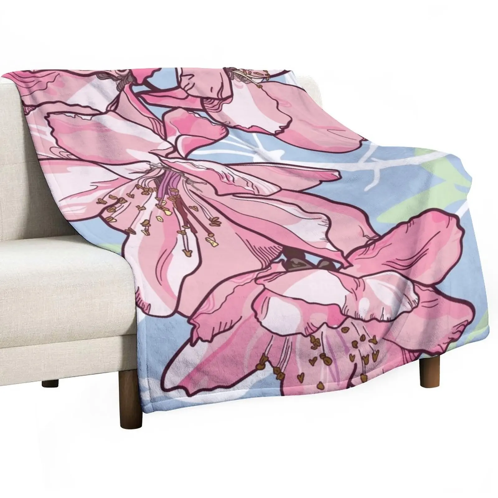 

Sakura sakura Throw Blanket Blanket For Baby Soft Blanket Plaid on the sofa