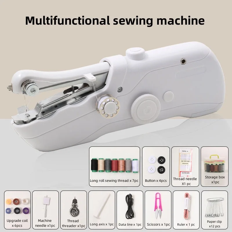 Handheld Mini Portable Electric Sewing Machine for Beginners Fast Stitch for Fabrics Clothes Home Travel, sewing accessories,sewing machine tools