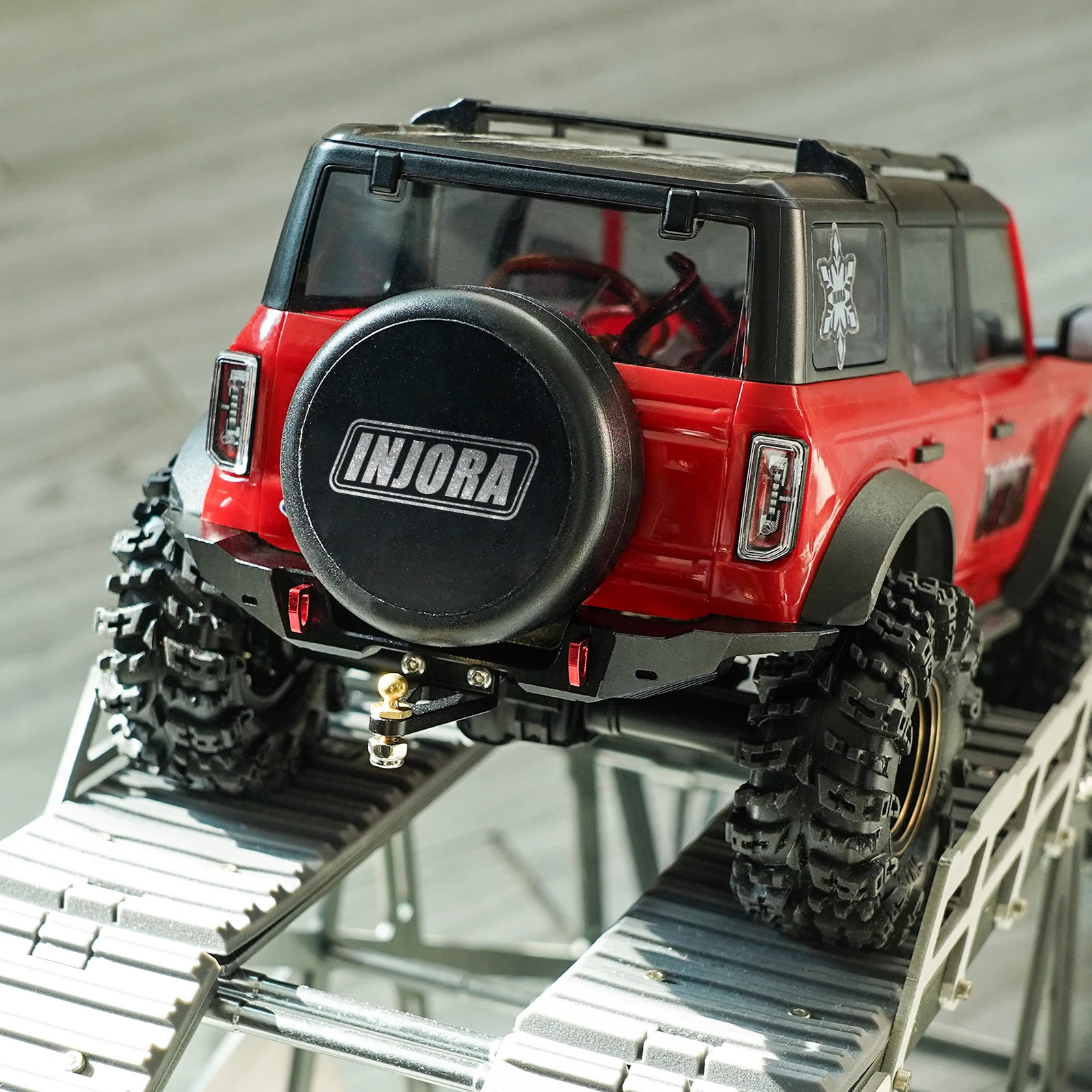 INJORA CNC Aluminum Bumper Mount For TRX4M 1/18 RC Crawler - Black, Lightweight Upgrade Part To Replace Plastic