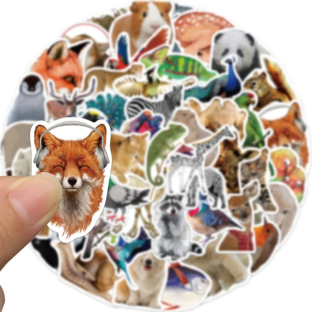 50pcs Jungle Zoo Wild Animal Stickers Aesthetic Phone Wall Scrapbook Motorcycle Waterproof Cartoon Sticker for Kids Toys Gifts 4