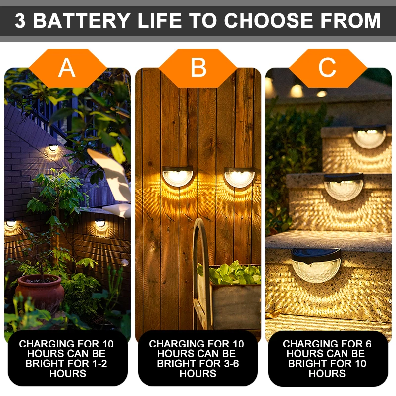 1-20PCs 6LED Solar Wall Light Outdoor Wall Lamps Waterproof Energy Lamps Step Courtyard Garden Decoration Lights