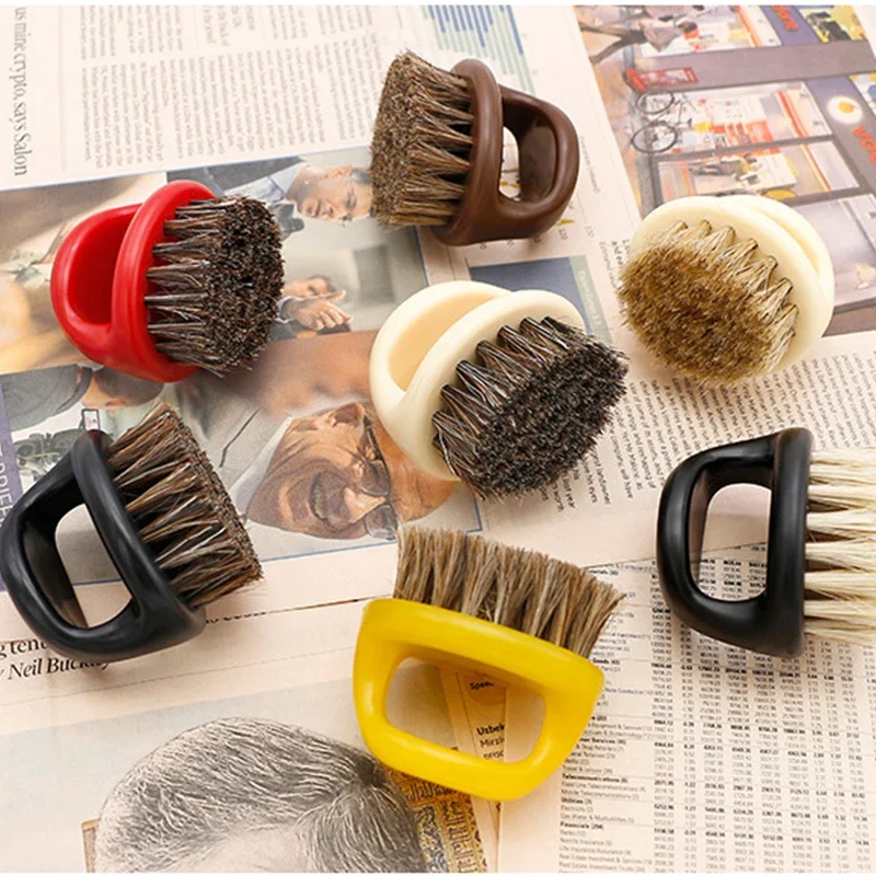 Hair Brush Pro Hairdresser Dust Anti Static Boar Bristle Ring Beard Comb Salon Hair Sweep Shaving Facial Men's Mustache
