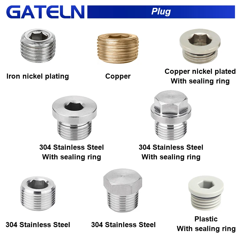 Cobre Interno Hexagonal Plug com Anel de Vedação Plugue Cobre Tampa Final para Pneumático 10 Peças Lote m5 8