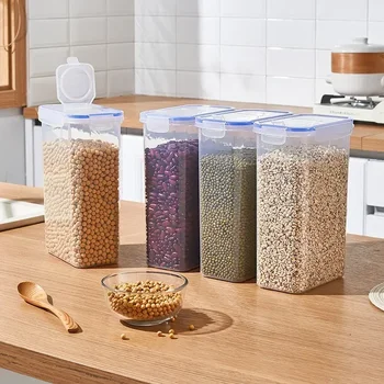 Contenitori per la conservazione degli alimenti con coperchi Contenitori impilabili per scatole di dolcetti per contenitori per l'organizzazione della dispensa della cucina per distributore di riso 1