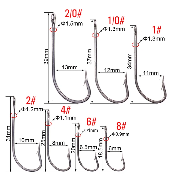 ICERIO 50PCS Stainless Steel O'SHAUGHNESSY Long Shank Saltwater