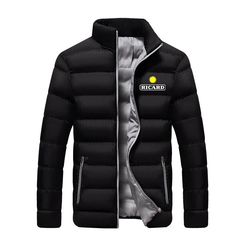 

Новинка зимы 2023, настраиваемый мужской пуховик на молнии с рикардовым логотипом, хлопковая теплая удобная модная спортивная одежда для отдыха для мужчин