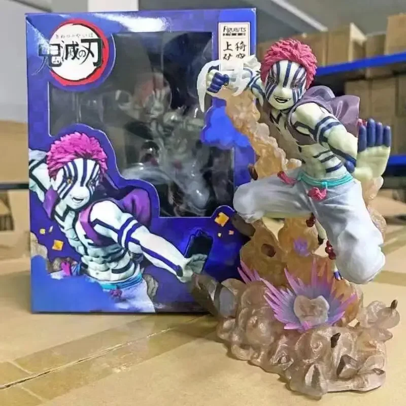 Anime Demon Slayer Akaza Postura in piedi Action Figure Modello in PVC statua Giocattoli Decorazione da scrivania per bambole Regali da collezione in
