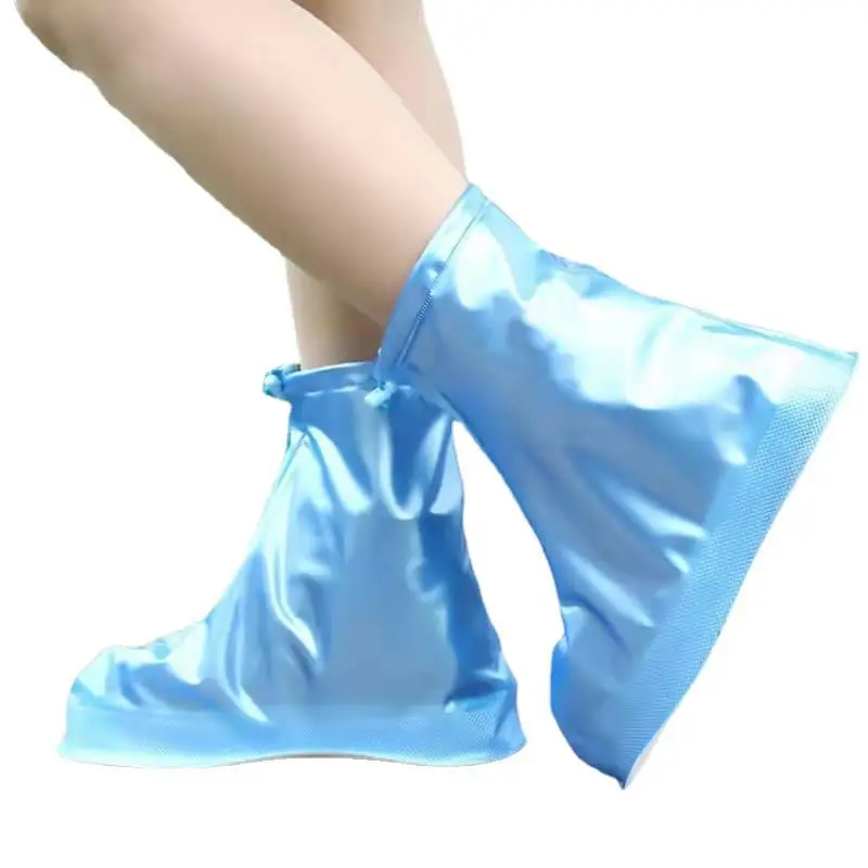 Rain Boot Cover with Waterproof Layer Non-slip Wear-resistant Thick Waterproof Shoe Cover Men Women Reusable PVC Shoe Cover
