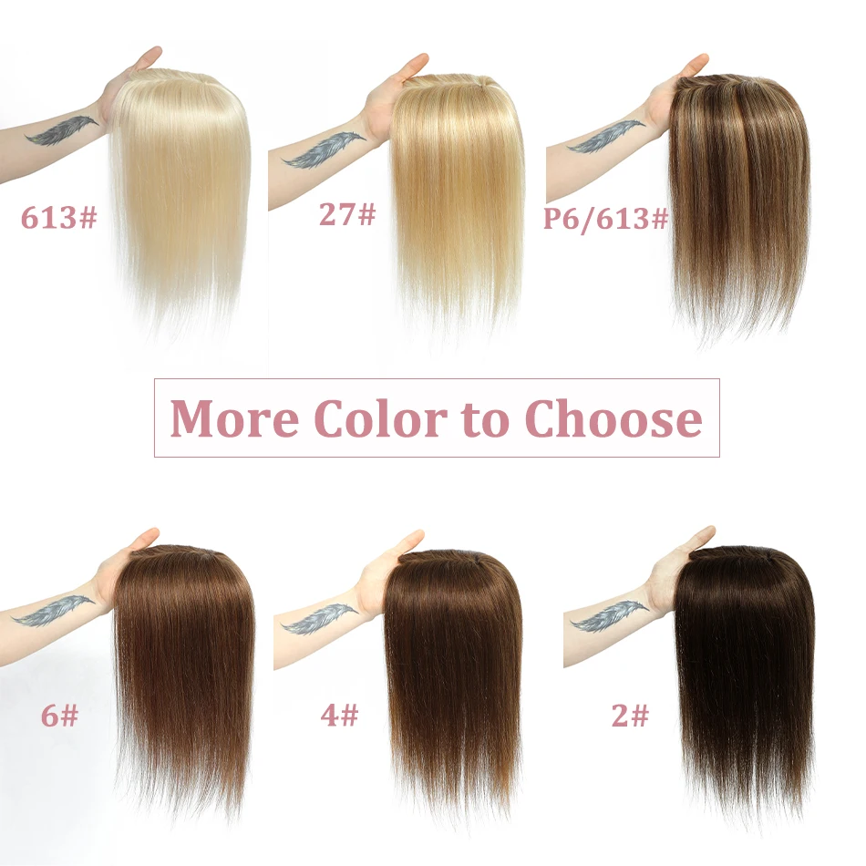 7x10cm Hair Toppers Straight Natural Black Hairpiece Brazilian 100% Real Human Hair for Women Clip in Hair Extension 10\