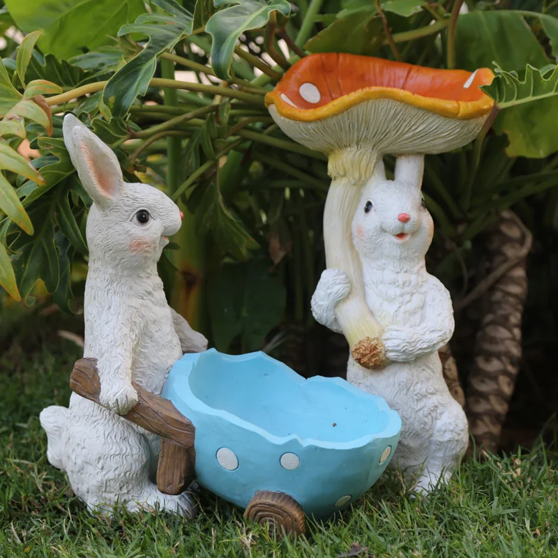 

Outdoor garden resin rabbit flower pot figurines creative home succulents planting resin cartoon animal ornaments crafts