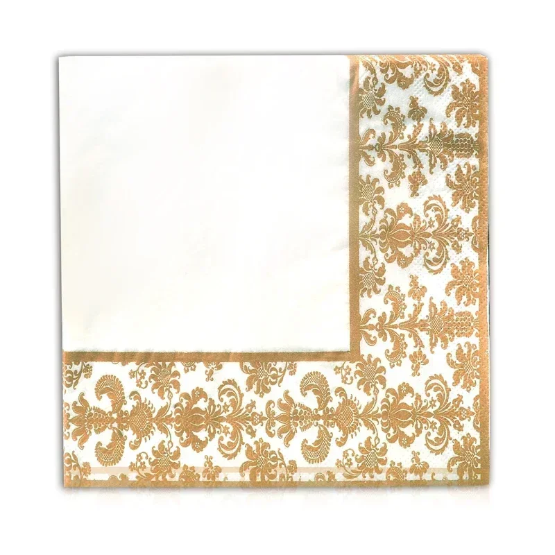 Gold Series Napkin Printed Placemat Paper Wine Glass Flower Arrangement 20 Pcs/pac paper napkins disposable paper placemats