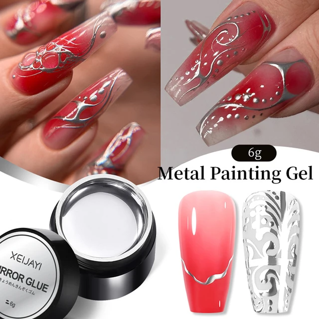 Mirror Metal Nail Oil Glue Adhesive Silver Line Gel Soak Off UV Metallic  Painting Gel Mirror Effect Nail Charms DIY Nail Art - AliExpress