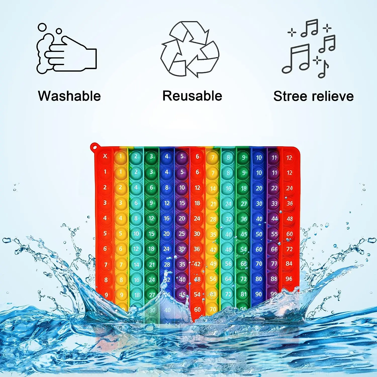 1-12 Multiplication Addition Push  Its Bubble Fidget Sensory Pop Toys, Silicone Rainbow Teaching Aids, Math Toys 5