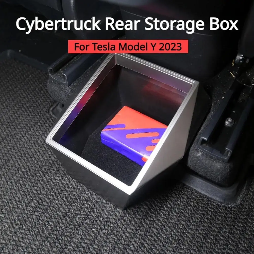 

For Tesla Model Y 2023 Underseat Storage Box Rear Middle Storage Storage Layer Decor Car Box Accessories Double Space B3J2