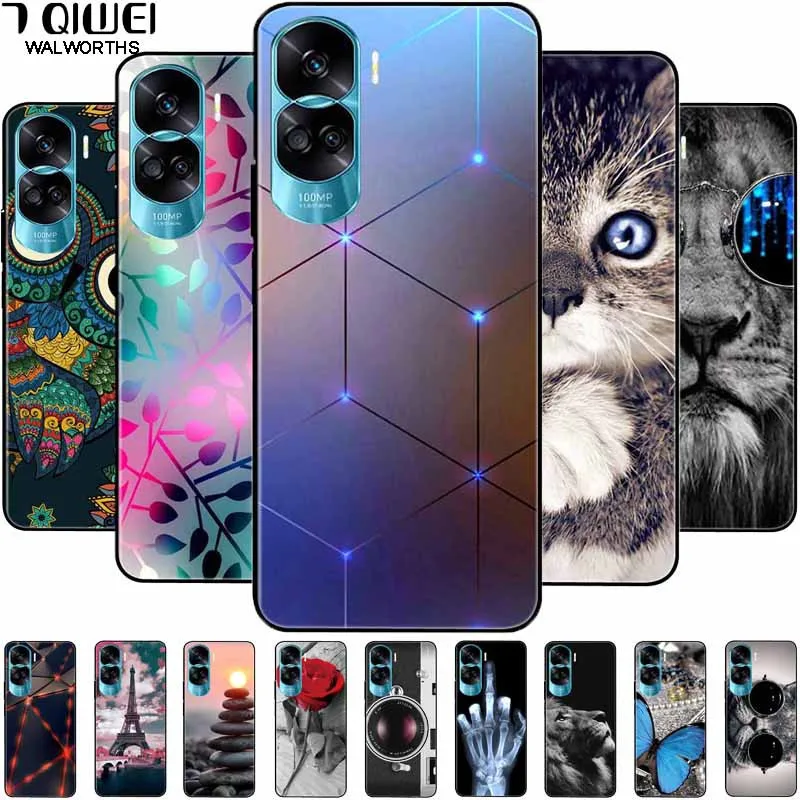 Per Honor 90 Lite Honor90 Pro 5G Custodia In Silicone Soft Lions Cat Black Bumper Funda Coque Per Honor 90 Pro 90 Lite Custodia Protettiva
