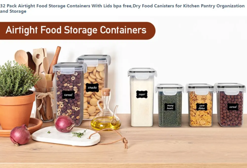 32pcs Airtight Food Storage Containers Set, BPA Free Plastic