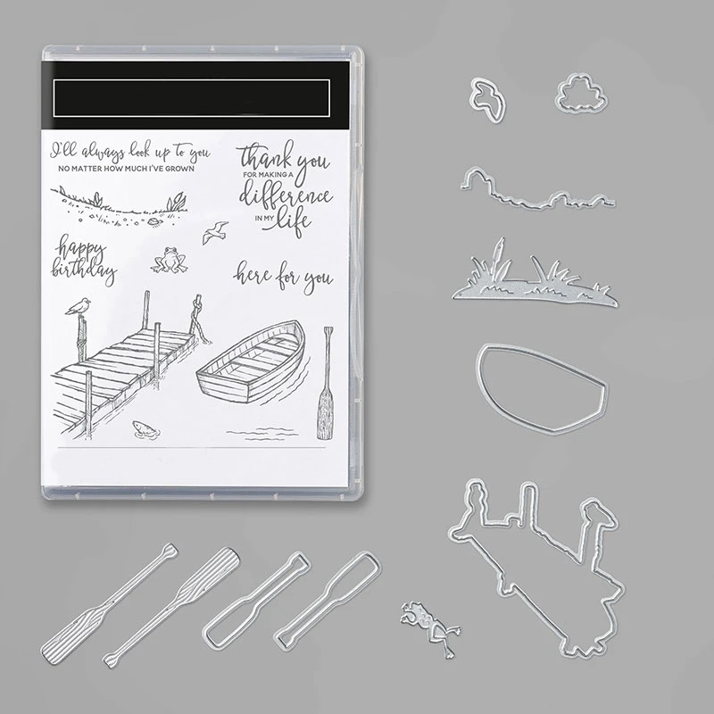 

By The Dock Stamps and Coordinating Dies Small Boat Sentiments Stamps For DIY Scrarpbooking Paper Card Craft Making NEW 2024 20A