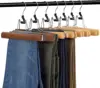 5-30PCS Wooden Pants Skirt Hangers Smooth Solid Wood Non Slip Jeans Slack Clamp Hangers Hair Extension Hangers with Swivel Hook 1