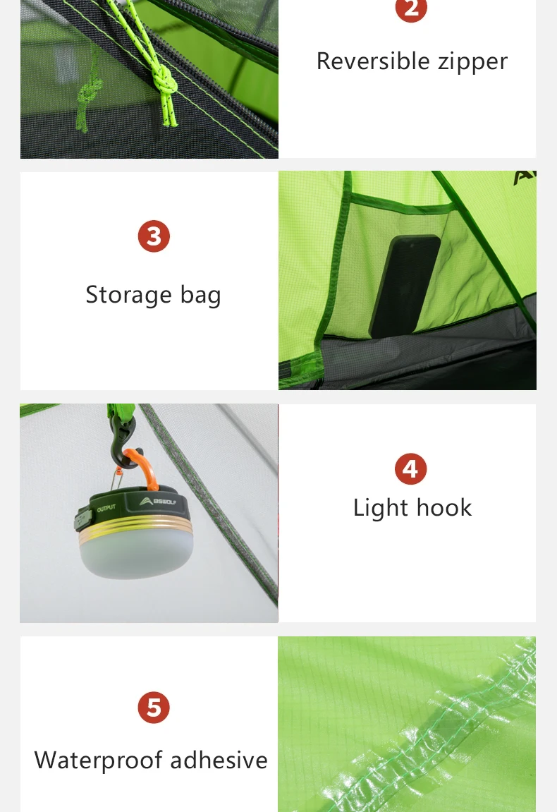 خيمة تخييم خفيفة الوزن مقاومة للماء ، نايلون ، بطبقة مزدوجة ،