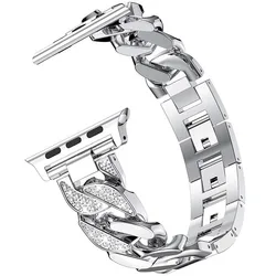 Luxury Diamond Metal Bracelet - 42(S3) 44 45 46 49mm (Silver)