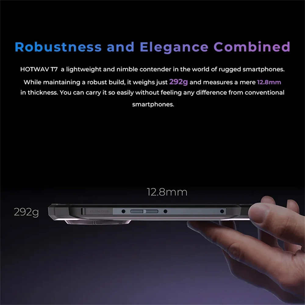 HOTWAV T7 Waterproof Rugged Smartphone 6.52Inch HD+ Octa Core 4GB+128GB Android 13 Mobile Phone 21MP Rear Camera 6280mAh Battery