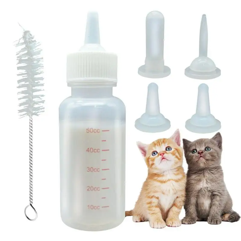 

Silicone Kitten Feeding Bottle Kit Leakproof Pet Baby Nursing Milk Feeder With Cleaning Brush Reusable Kitten Puppy Milk Bottles