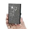 New Diamond Metal Business Card Case Aluminum Organizer Flash Rhinestone Slim Business Card Case Business Supplies 1