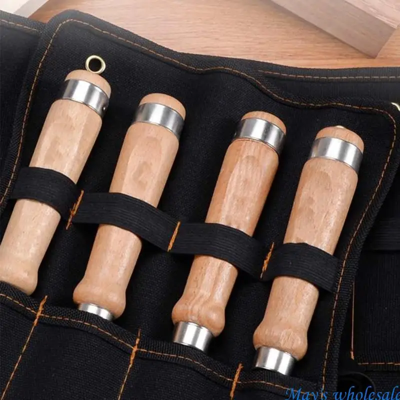 치즐 운반 케이스 캔버스 포켓 도구 롤 홀더 렌치 파우치 포켓 주최자 커터 해머 Gouges Carpenter 448A