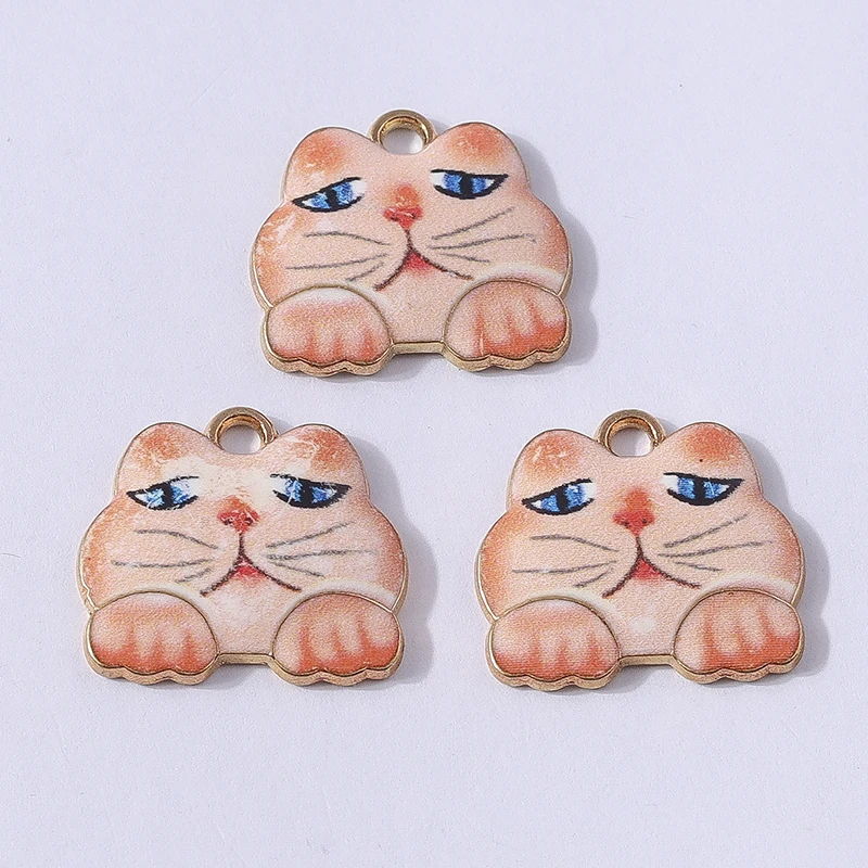 Duarte 20 Stück/Lot Cartoon-Tier-Anhänger, Emaille-Katzen-Anhänger für Schmuckherstellung, Ohrringe, Halsketten, Armbänder, DIY-Bastelgeschenk – Detail 6