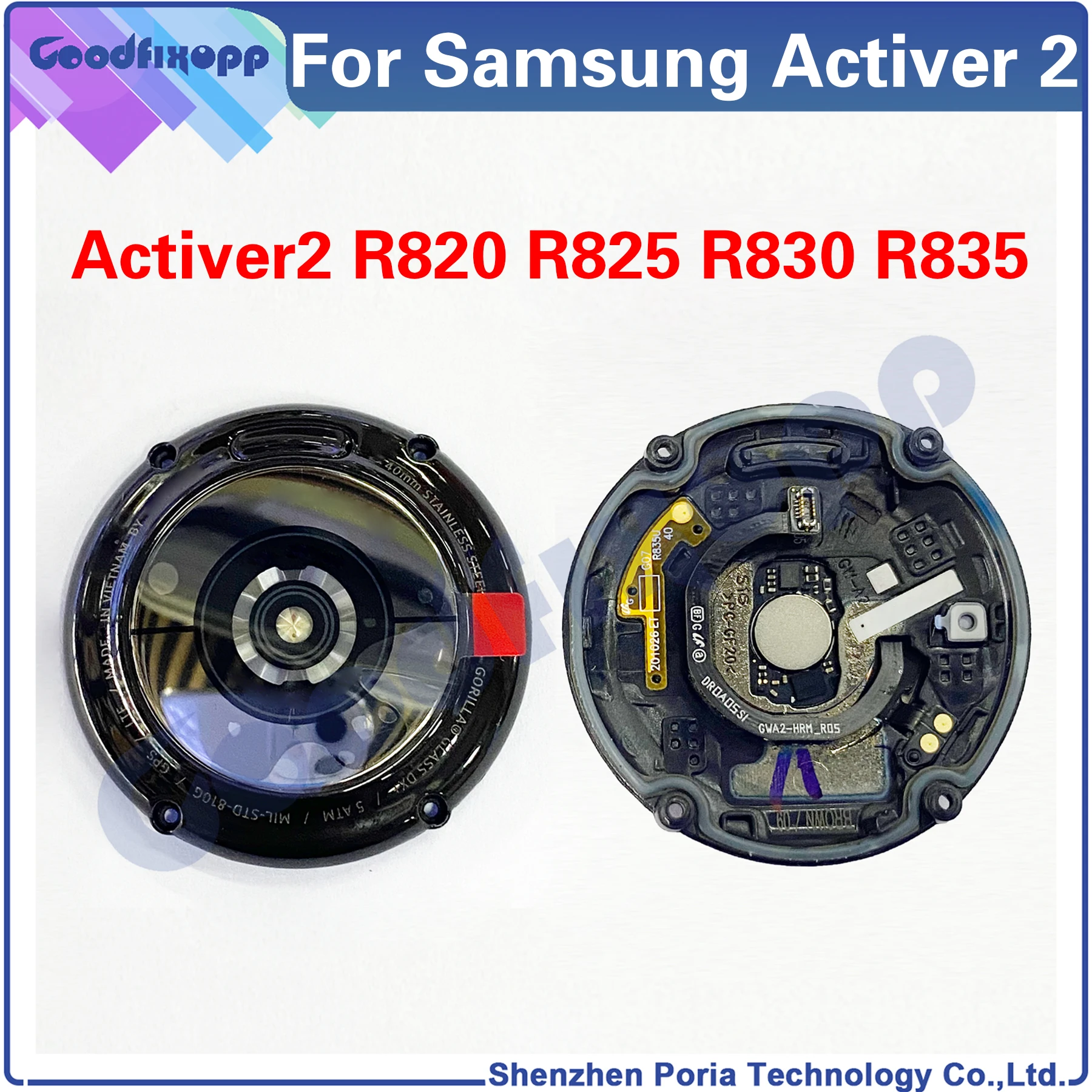 

For Samsung Activer 2 44mm R820 R825 / 40mm R830 R835 Battery Cover Housing Shell Rear Case Back Glass Lens Replacement