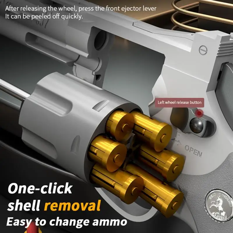 ZP-5 Children's Mechanical Cartridge Pistol Toy Catapult Revolver Continuous Firing Soft Bullet Toy for Children Shooting 3